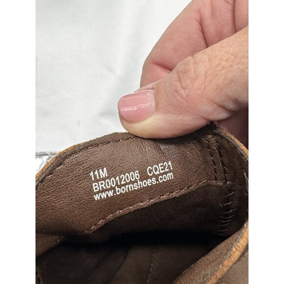 Born Kerri Brown Leather Ankle Boots Block Heel Zip Booties Womens Sz 11 - Picture 8 of 12